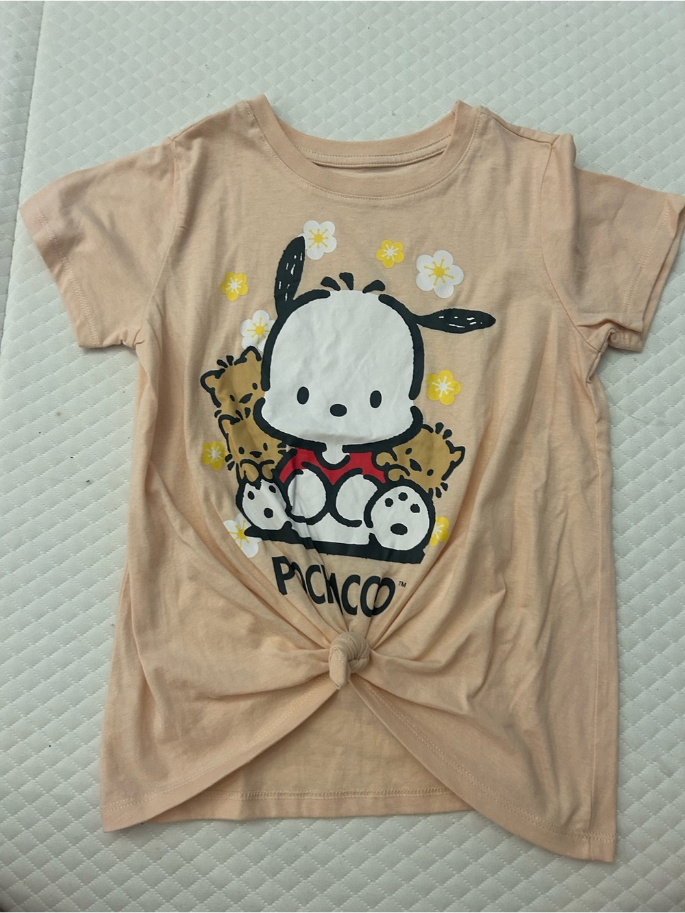 NWOT Peach Kids Graphic Tee with Knot Front- Pochocco